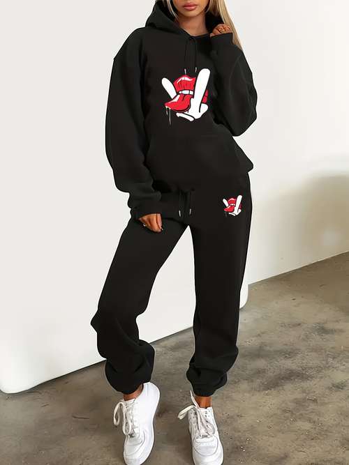 Survêtement Fille 2 Pièces Imprimé Papillon - Sweat-shirt + Pantalon De Jogging - Coton Confortable - Pour Sport, école, Loisirs