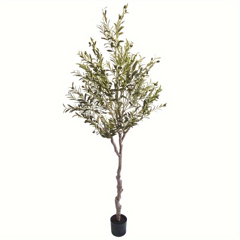 LYERSE Árbol de olivo artificial en maceta de 4 pies (48 pulgadas) con  maceta, ramas de olivo artificiales grandes y frutas artificiales para