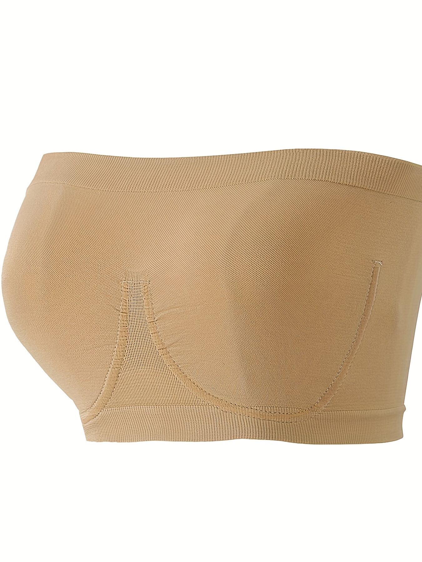 TQWQT Women's Strapless Bra Bandeau Tube Top Invisible Bra for Small Chests  Seamless Wireless Solid Bra Fitness Bras Underwear,Beige S