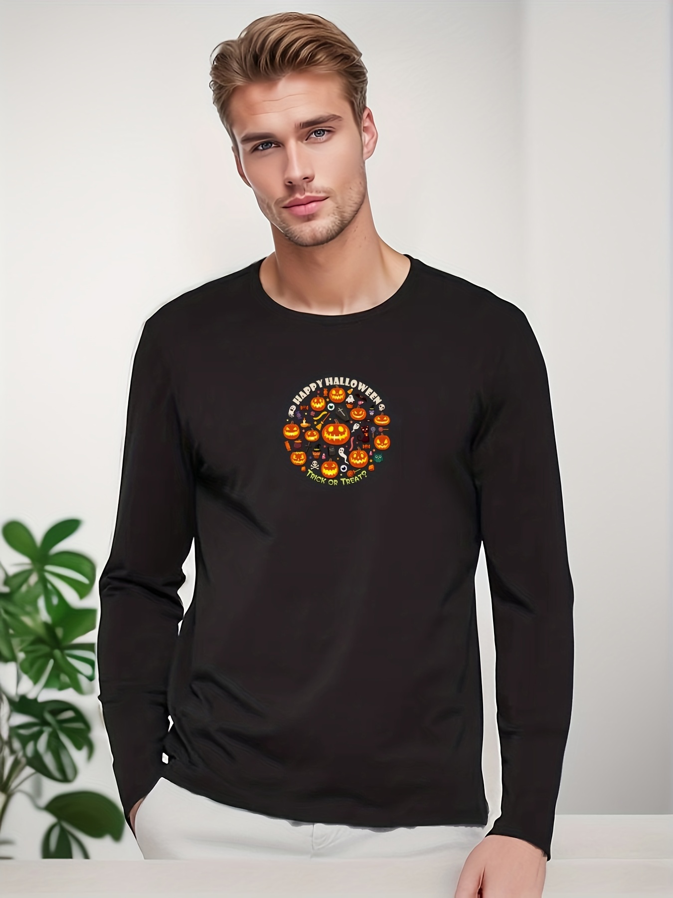 Buy Mens Halloween T-Shirt,Crew Neck Long Sleeve 3D Printed