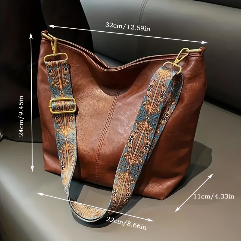 Gradient Color Floral Print Shoulder Bag, Zipper Adjustable Wide Strap  Crossbody Bag, Faux Leather Ombre Barrel Bag - Temu Japan