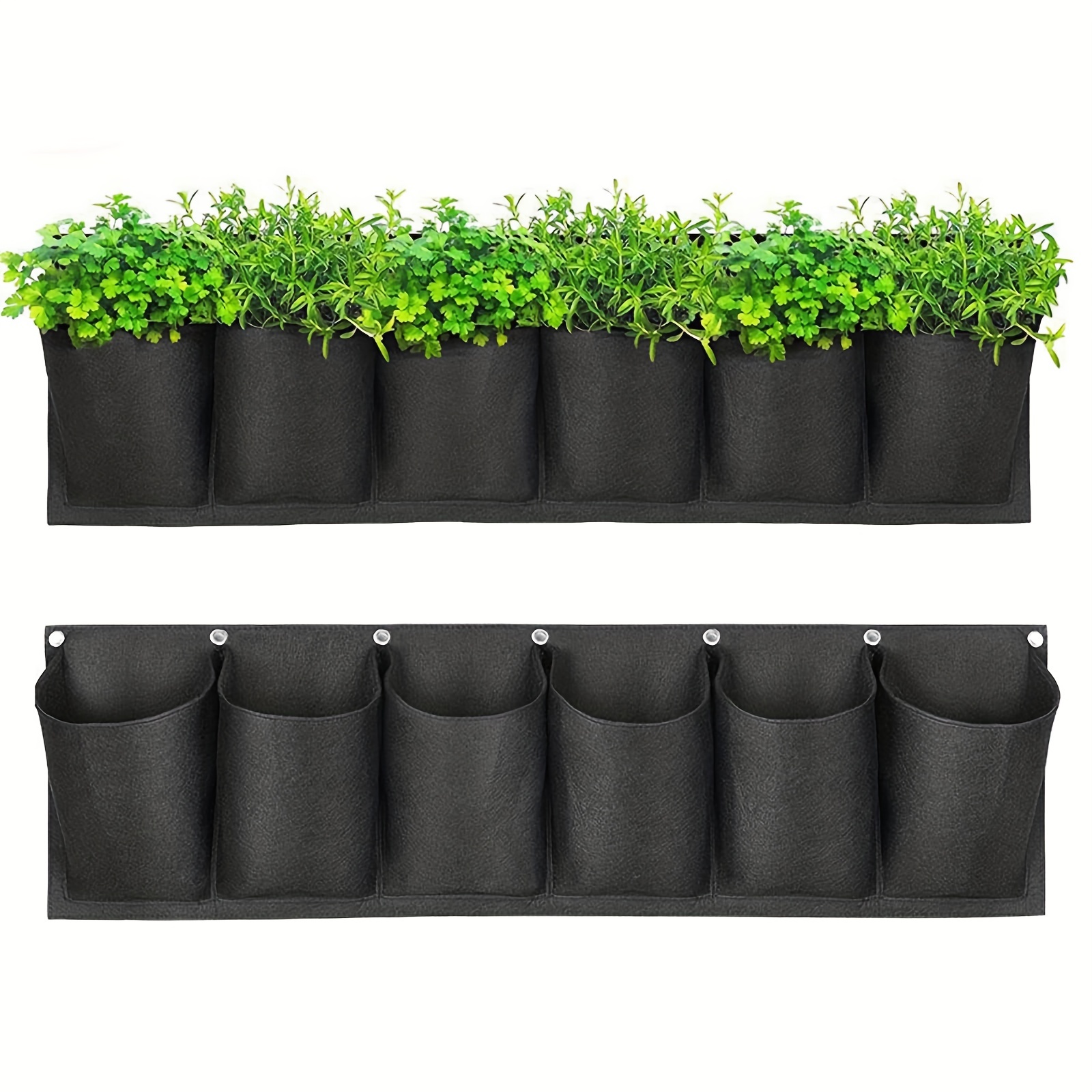

1 Pack, Hanging Planting Grow Bags 6 Pockets Vertical Wall Mounted Planter Bag Indoor Outdoor Storage Container Black Bag For Fence Garden Flower Herb