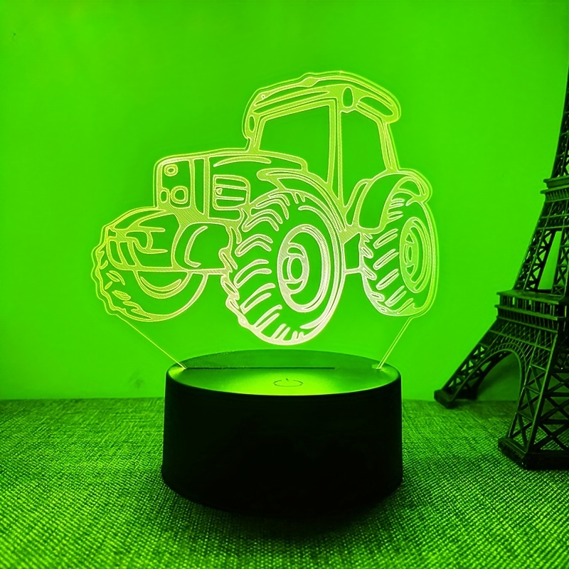 Tractor 3d Night Light, 3d Optical Illusion Lamp With Touch