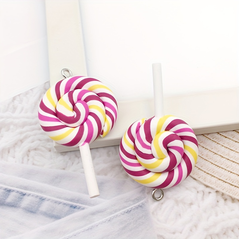 Candy Lollipop Resin Charms - Cute Lollipops Pendants Jewelry Making  Supplies 10