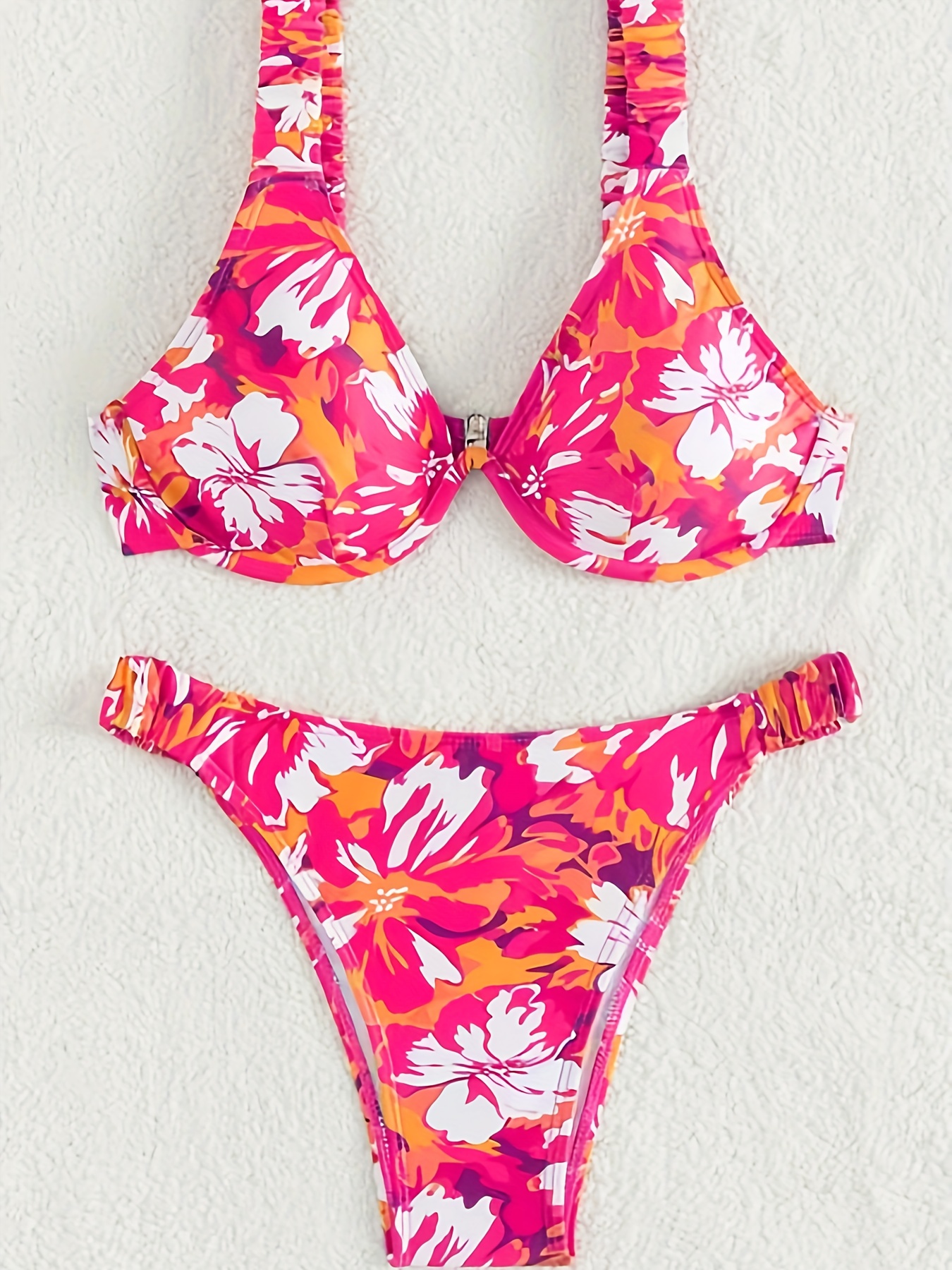 conjunto bikini floral mujer traje baño piezas soporte Temu
