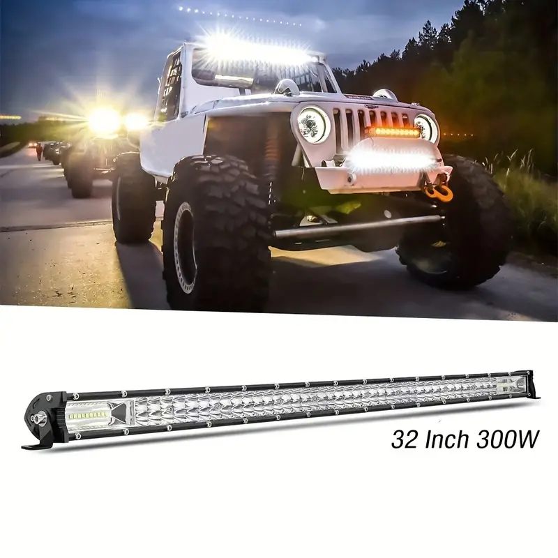 Ultra-Slim 32 300W Barra de luz LED recta para coche para tractor 4X4 UAZ  todoterreno 4WD SUV ATV camión Auto Car Spot Flood Combo LED Work Bar 12V 2