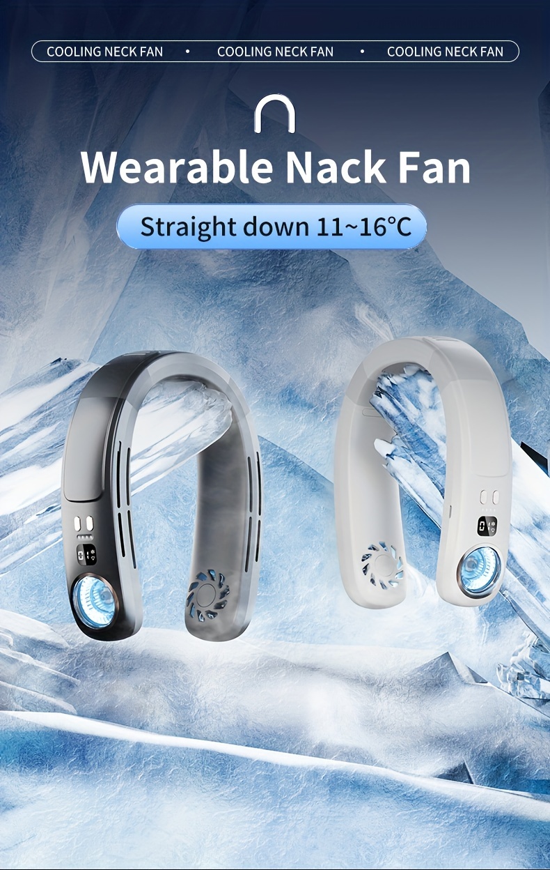 1pc mini hanging neck fan 4000mah   portable wearable halter fan cooling suitable for outdoor sports wear details 0