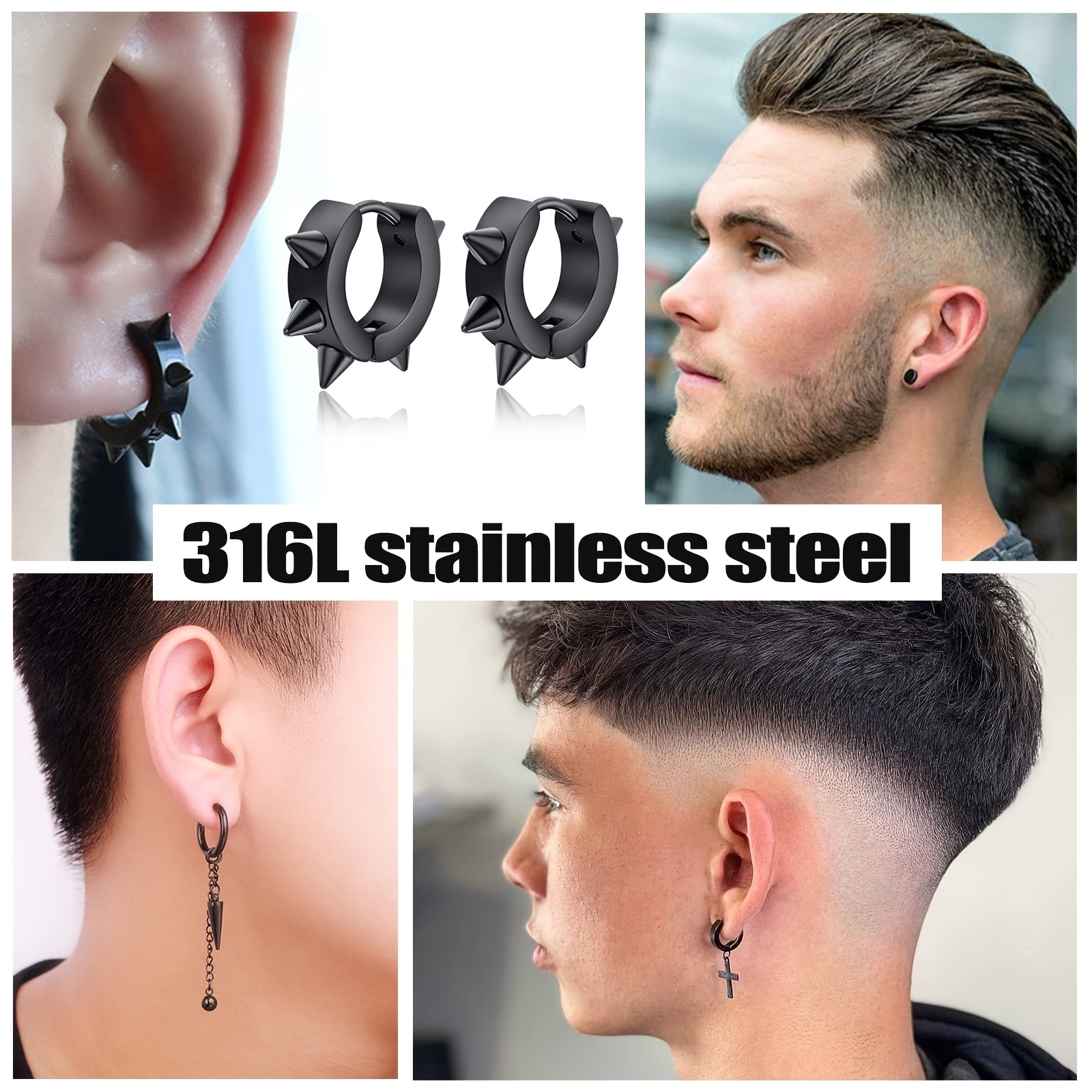 Men's Cross Dangle Earrings Set