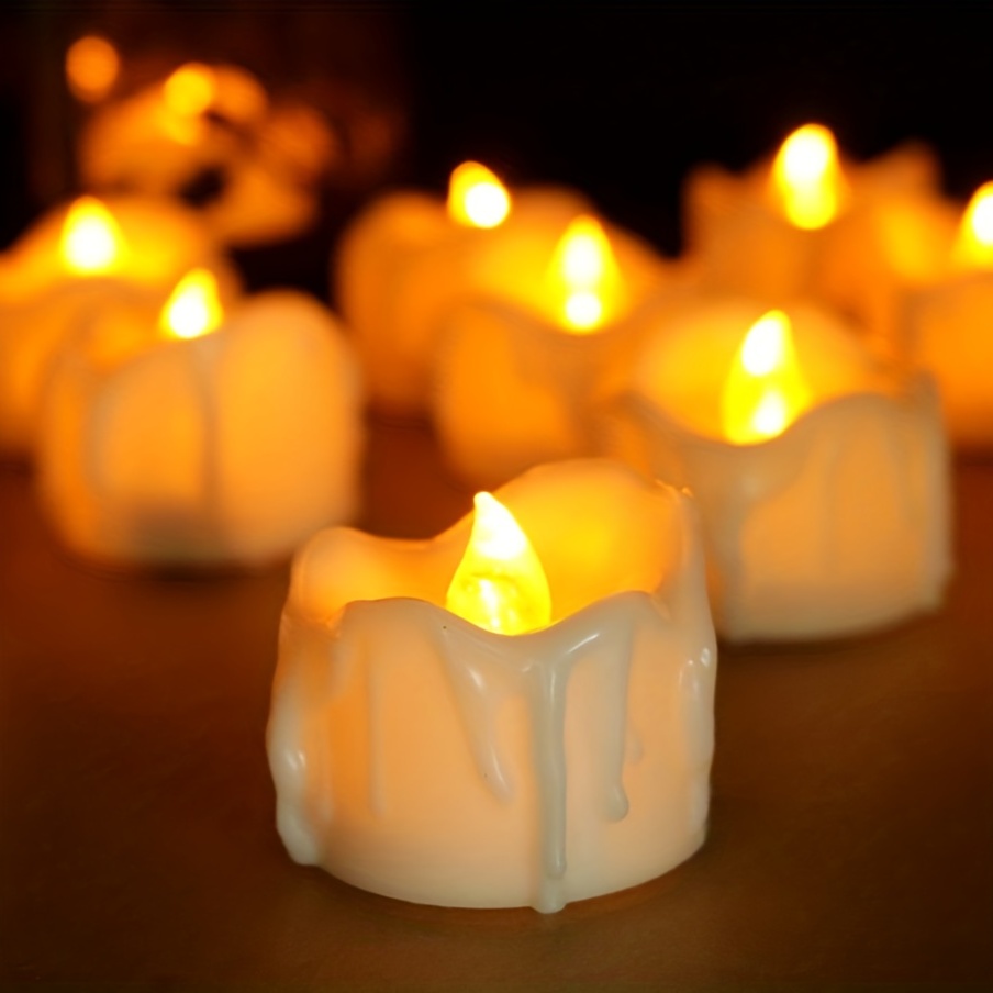 LED Battery Operated Tea Light Candles - Cool White (12 Pack