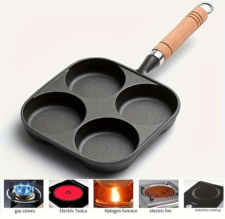Remerry 4 Inches Cast Iron Skillets Mini Black Iron Nonstick Frying Pan  Small Sizzling Plate Egg Pan Cast Iron Pot Bundle with Oil Brush for Indoor