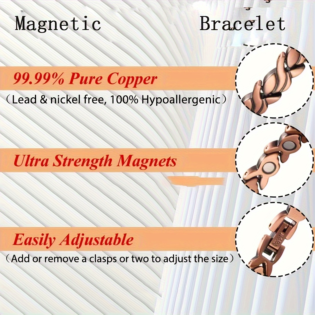 1pc Pure Copper Bracelets for Women, Ultra Magnetic Bracelets for Women with 3500 Gauss Magnets, Lymphatic Drainage Copper Bracelet, Crystal Mother