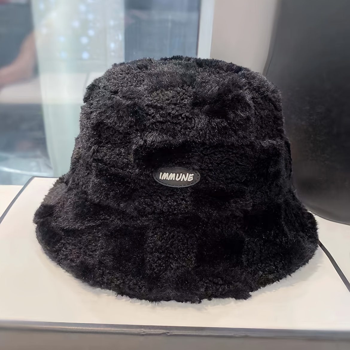 1pc Fluffy Fur Letter Women Bucket Hat Solid Flat Top Hats Outdoor Thick  Warm Sun Hat - Jewelry & Accessories - Temu United Kingdom