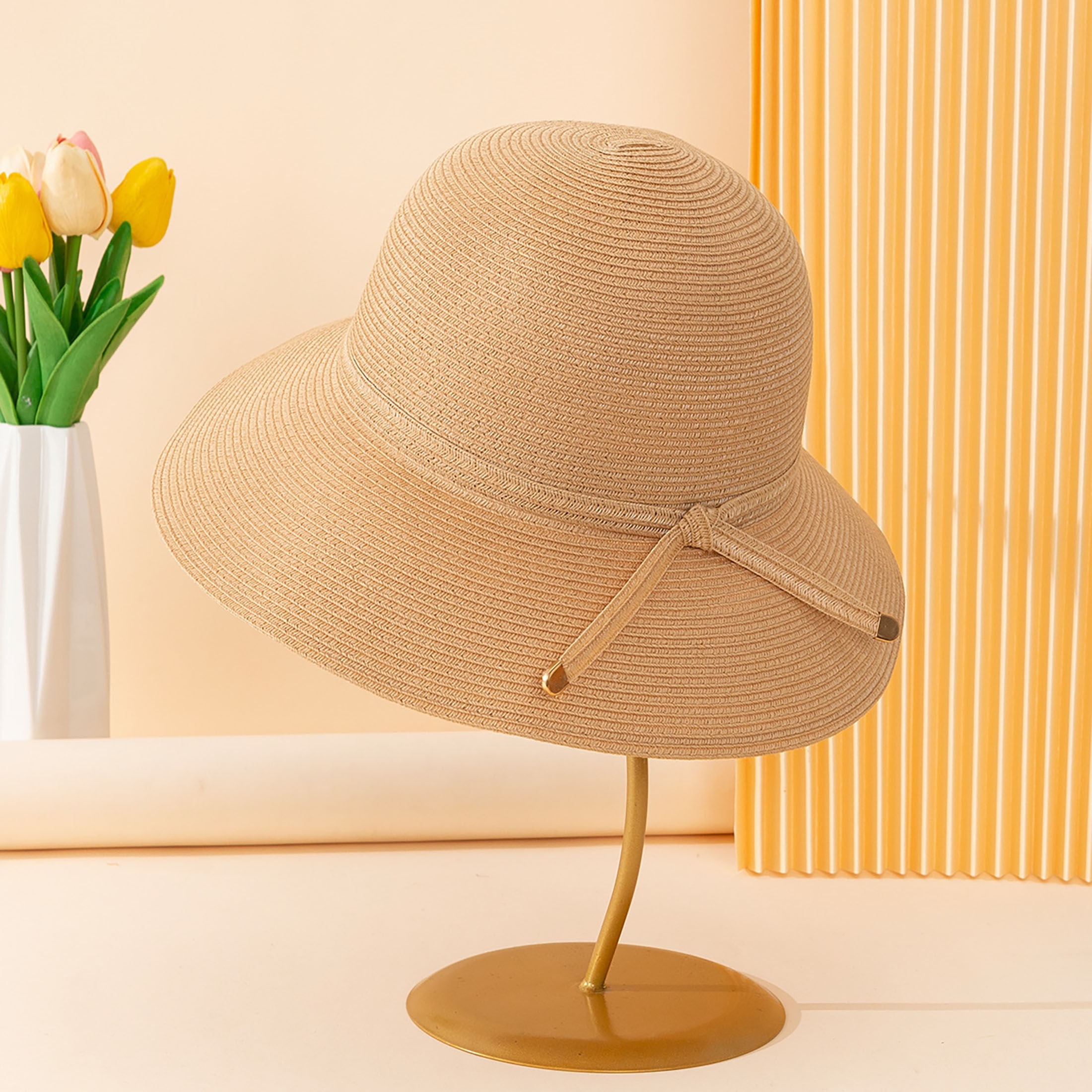 Solid Color Breathable Straw Hat Hepburn Style Sun - Temu Canada