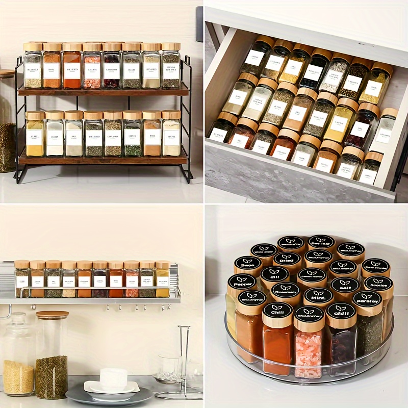 24 PCS Glass Spice Jars with Spice Labels, 4oz Empty Square Spice