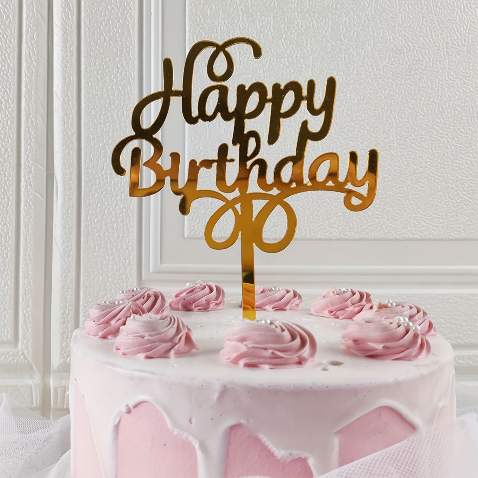 Décoration pour gâteau rose gold Happy Birthday