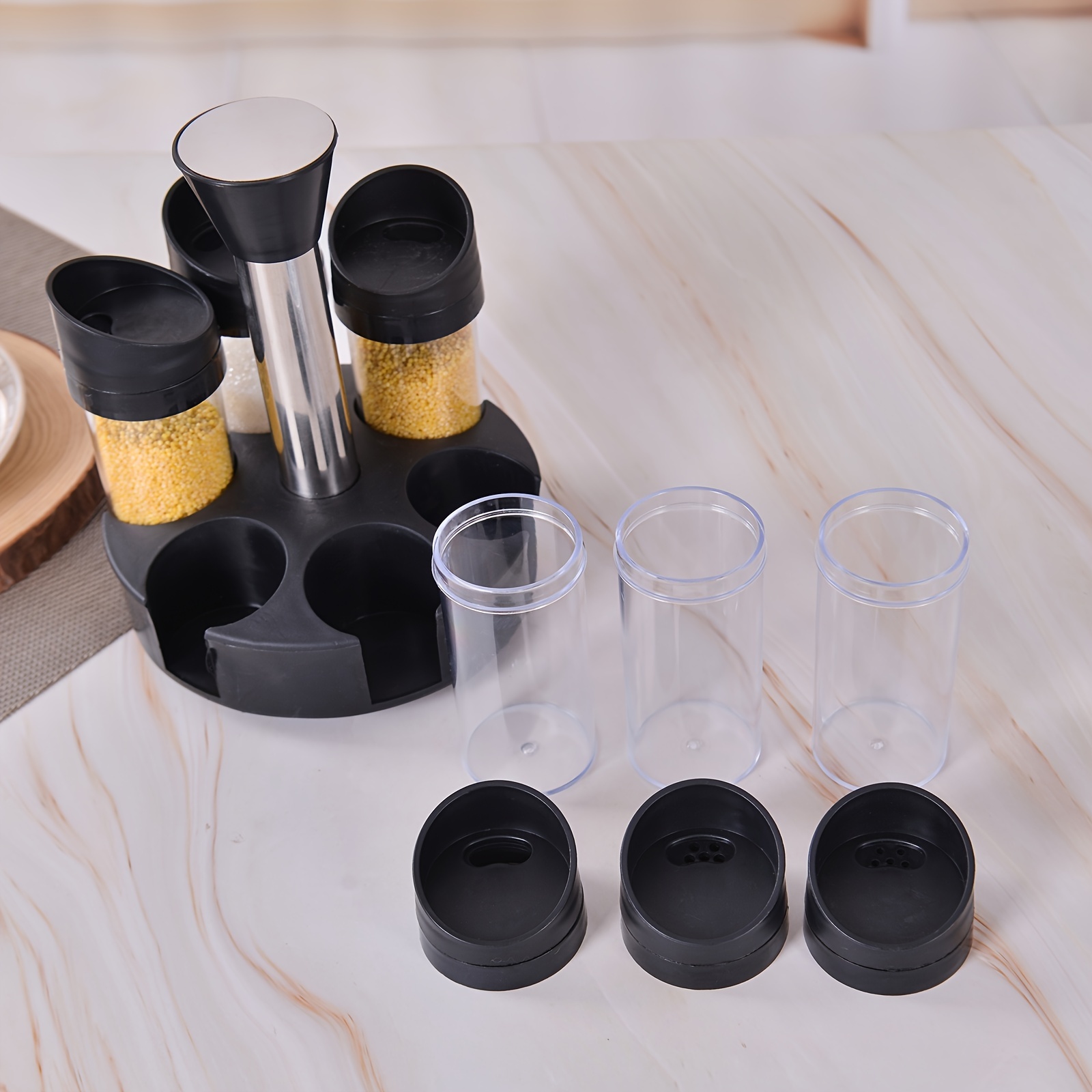 6-Jar Revolving Spice Rack, Spices and Seasonings Sets with Rack