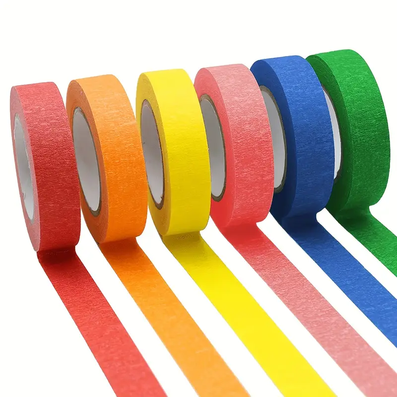 6pcs Color Masking Tape - Painter's Tape, Rainbow Color Roll, Art Supplies,  Very Suitable For Handicrafts, Labels, DIY Decoration, 0.39inch Masking Ta