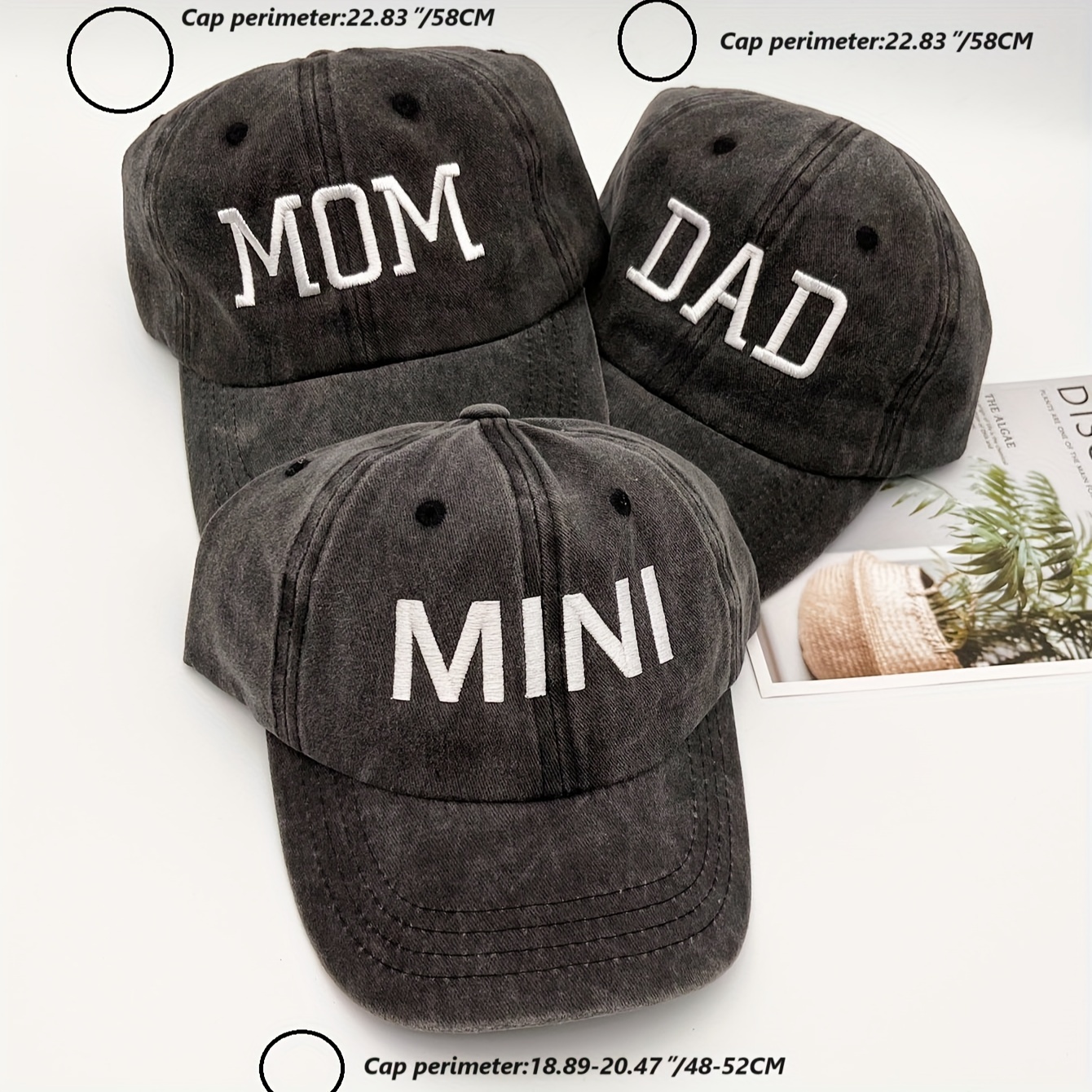 1/3pcs Mini Mom Dad Embroidery Baseball Solid Color Washed Distressed Dad Hats unisex Outdoor Sports Couple Sun Hat for Women Men,Temu