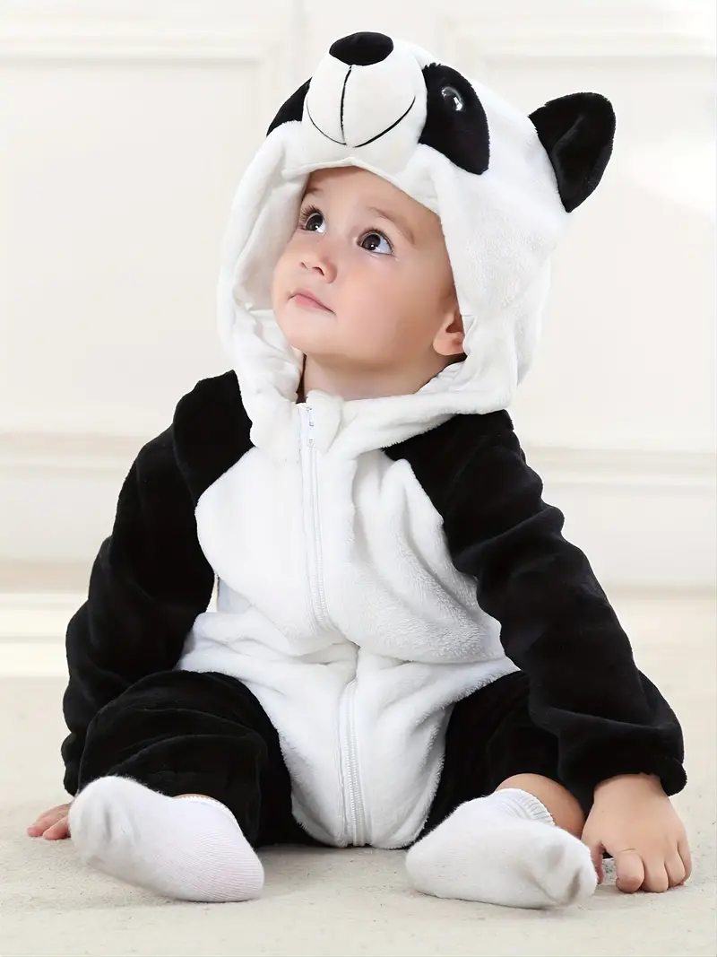 Mameluco De Bebé De Panda Animal, Disfraz De Halloween Unisex Infantil De  Dibujos Animados Con Capucha Para Niño Mono Cálido