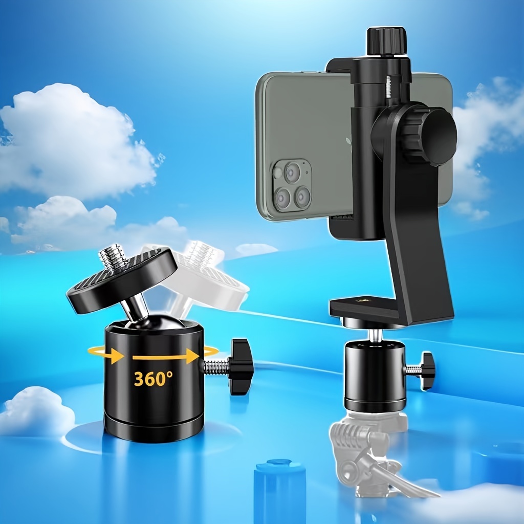  Adaptador universal de montaje en trípode para teléfono  celular, cabezal de conector de clip de soporte de teléfono OIMIO utilizado  para monopod Selfie Stick DSLR Travel Mini trípode flexible y más 