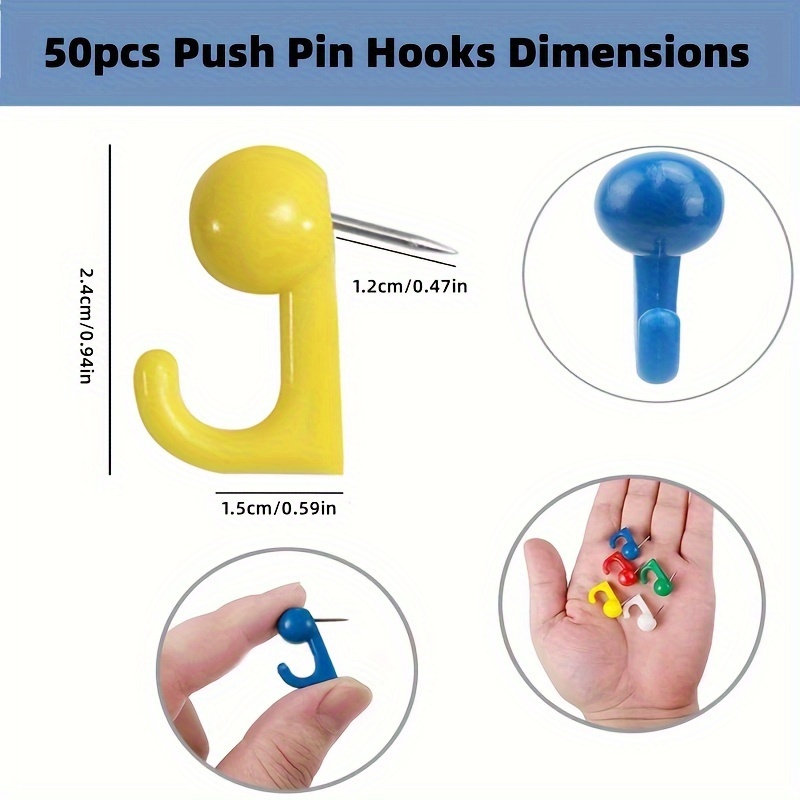 Plastic Head Push Pins Thumbtacks Thumb Tacks Sticker Assorted Color 50pcs