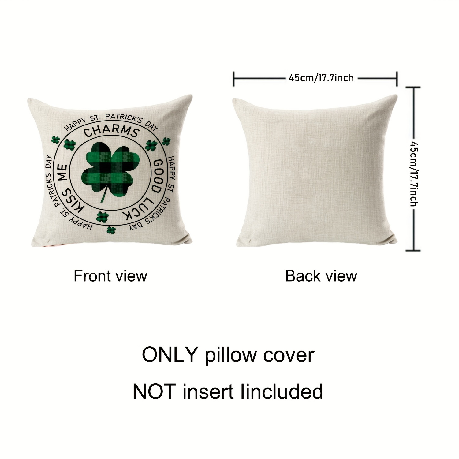 Green Throw Pillow Covers Farmhouse Polylester Linen Buffalo Plaid