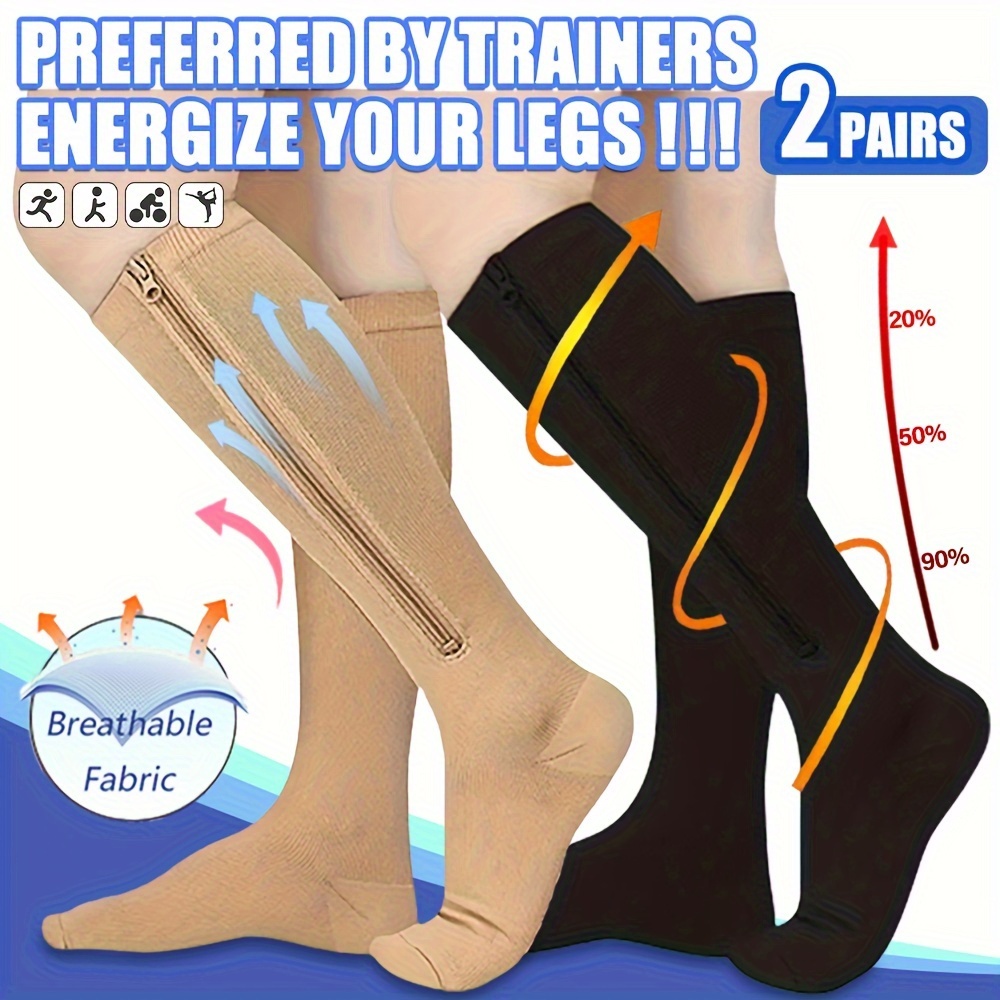 Zipper Open Toe Compression Socks Men Women calf Compression - Temu