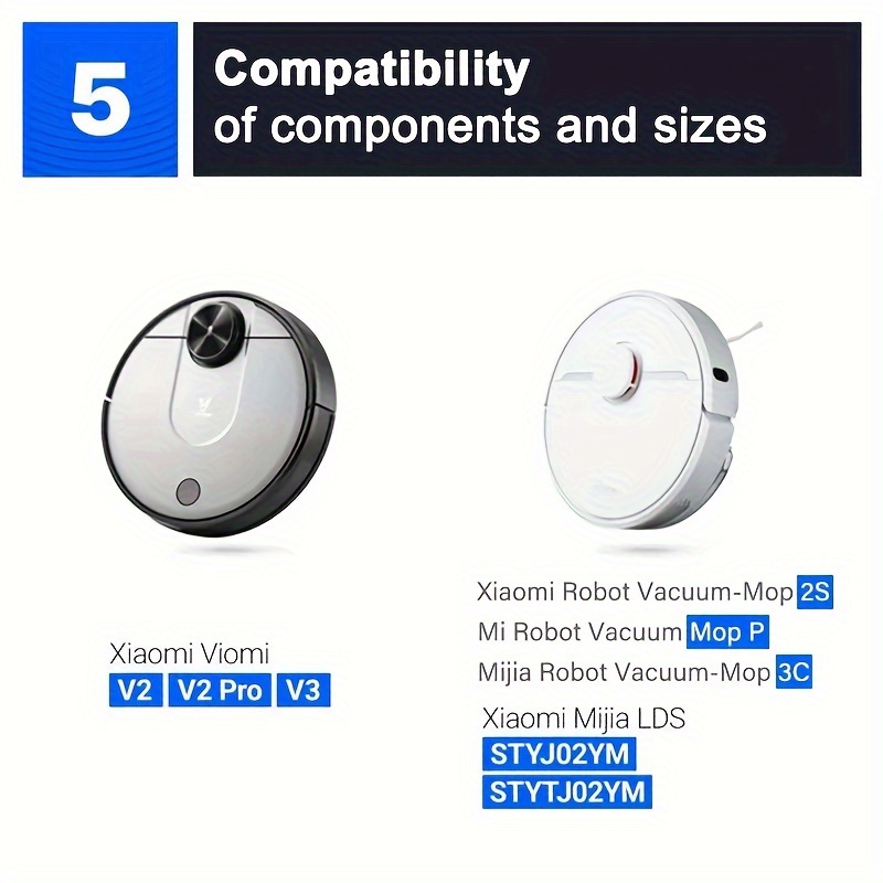  EtliN Compatible with Xiaomi Mijia 3C,Xiaomi Robot Vacuum S10, S12,2S,Mi Robot Vacuum Mop P Accessories,B106GL STYTJ02YM Vacuum Cleaner  Parts (Color : 12pcs White)