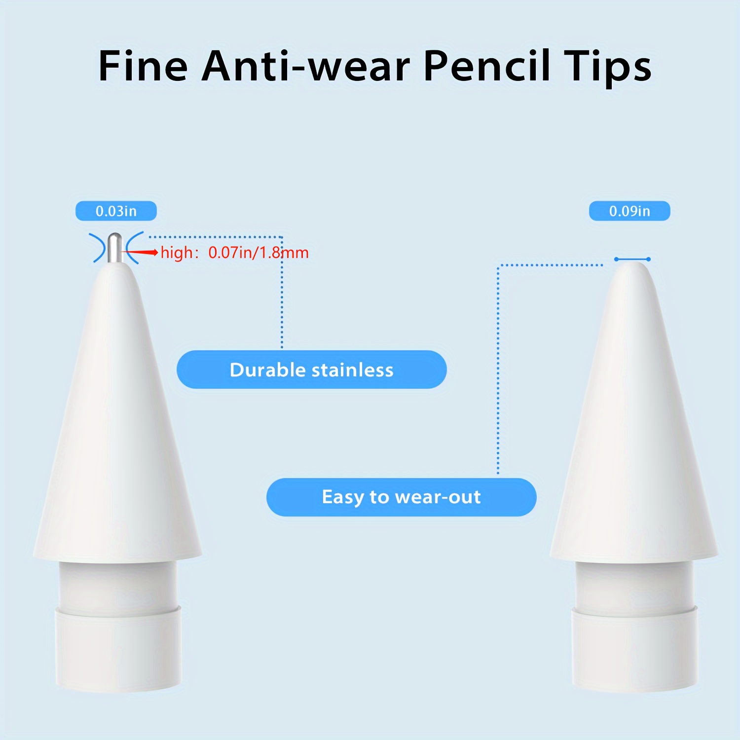 Lot de 2 Pointes de Crayon améliorées pour Apple Pencil - Pas d'usure -  Pointe Fine de contrôle précise - Compatible avec Apple Pencil 1ère  génération