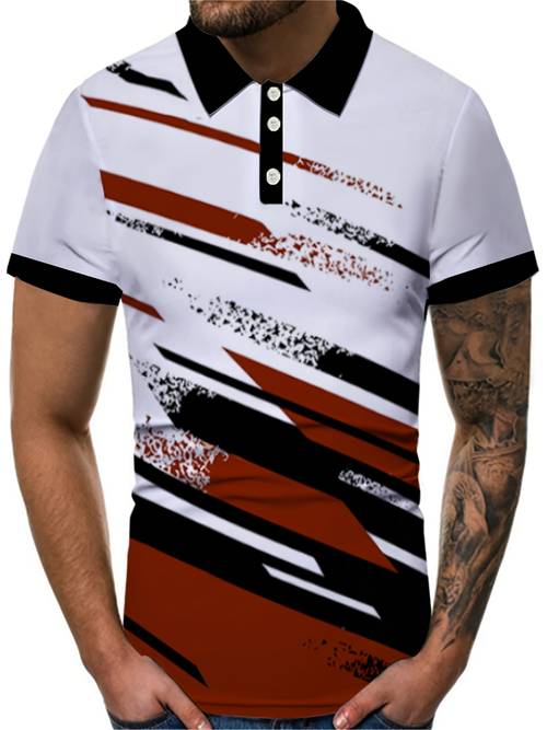 item picture striped short sleeve shirt in europe and america 3 print golf casual summer button up top outdoor comfortable t shirt