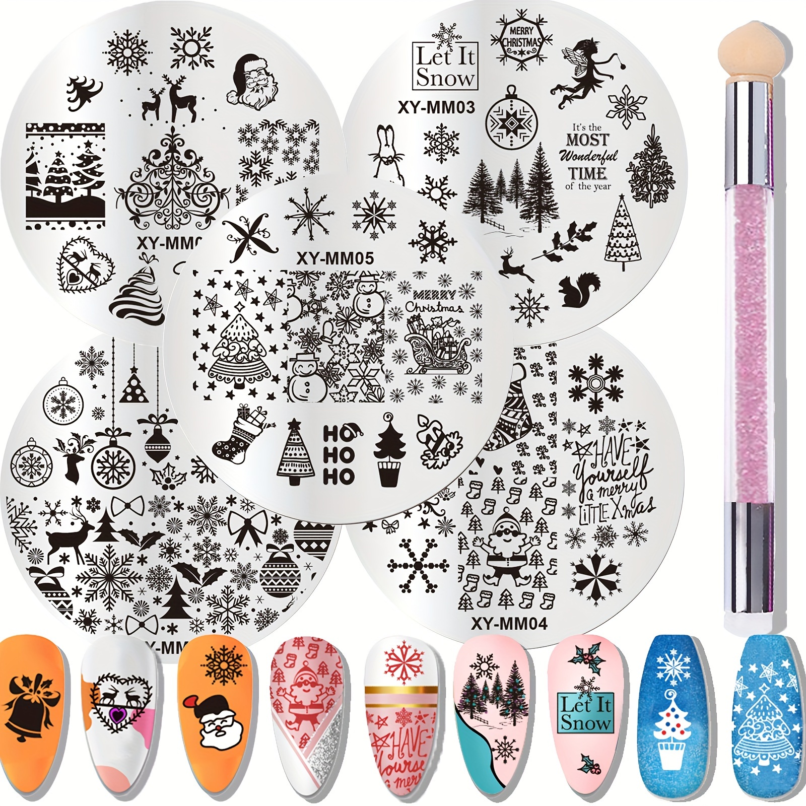 Nail Stamping Board Set, Silicone Nail Brush, Polishing Transfer Template,  Nail Tool DIY Template