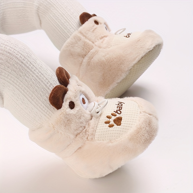 Newborn Baby Shoes for 0-1 Years Old, Cute Cartoon Winter Booties with Lining and Soft Sole - Warm Snowlander Walking & Casual Footwear