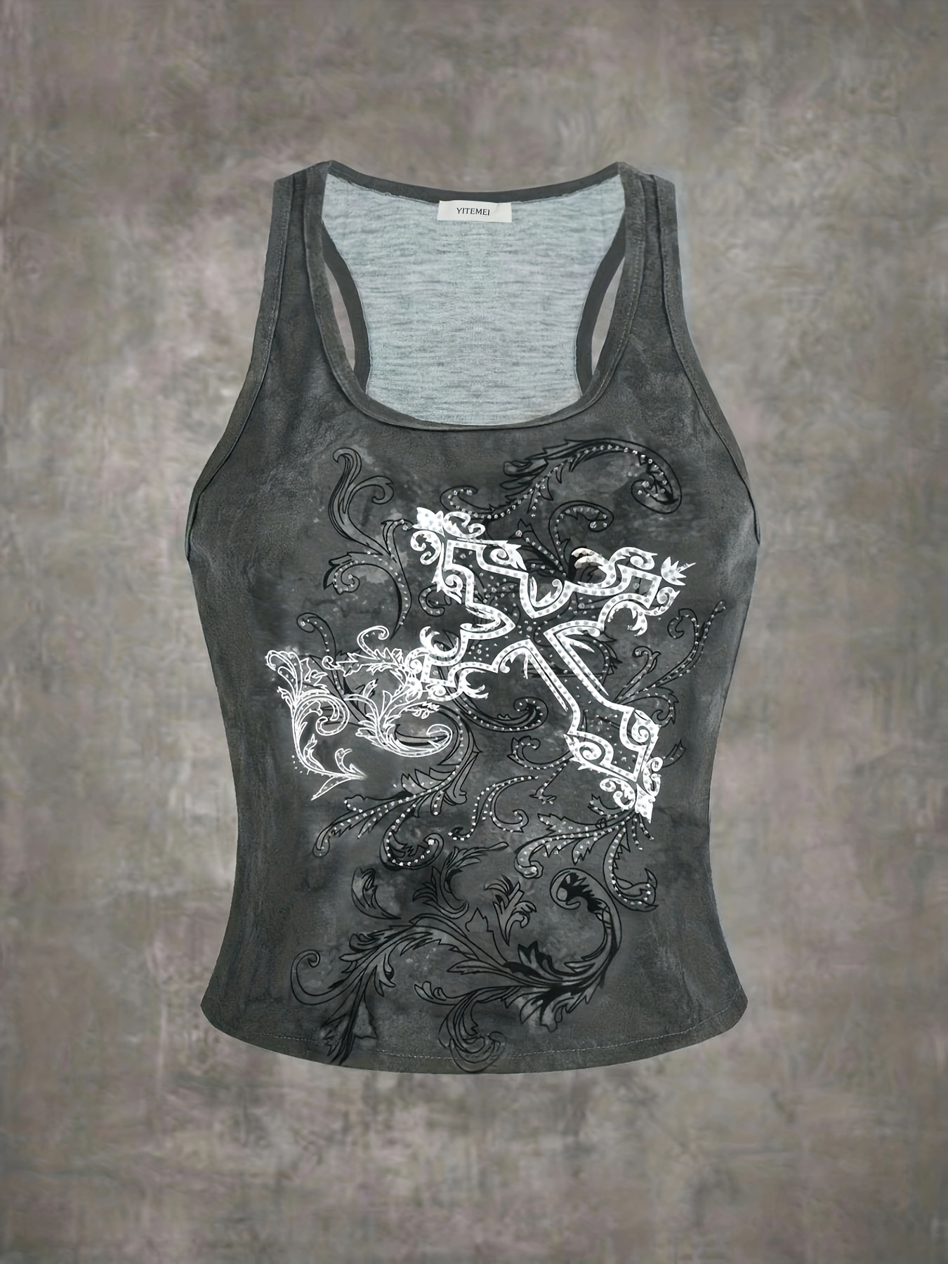 Floral Print Racerback Tank Top Y2k Crew Neck Summer - Temu