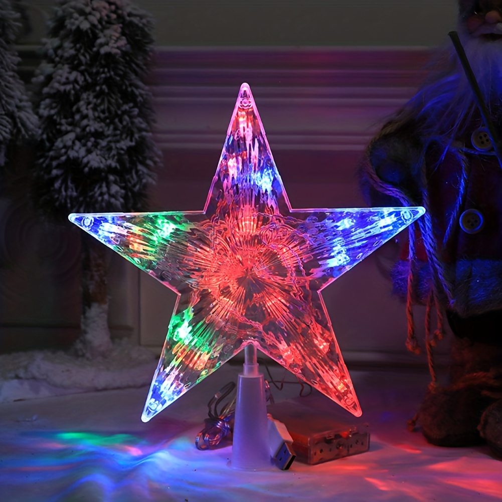 Christmas Tree Topper Star With Lights Led Night - Temu