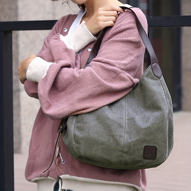  Bolso de lona para mujer, bolso de trabajo casual para