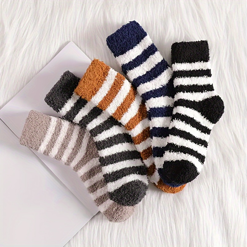 5 Pairs Cute Thicken Thermal Soft Comfortable Warm Socks Plush Lined Fall  Winter Warm Furry Fuzzy Snow Socks - Sports & Outdoors - Temu Malaysia