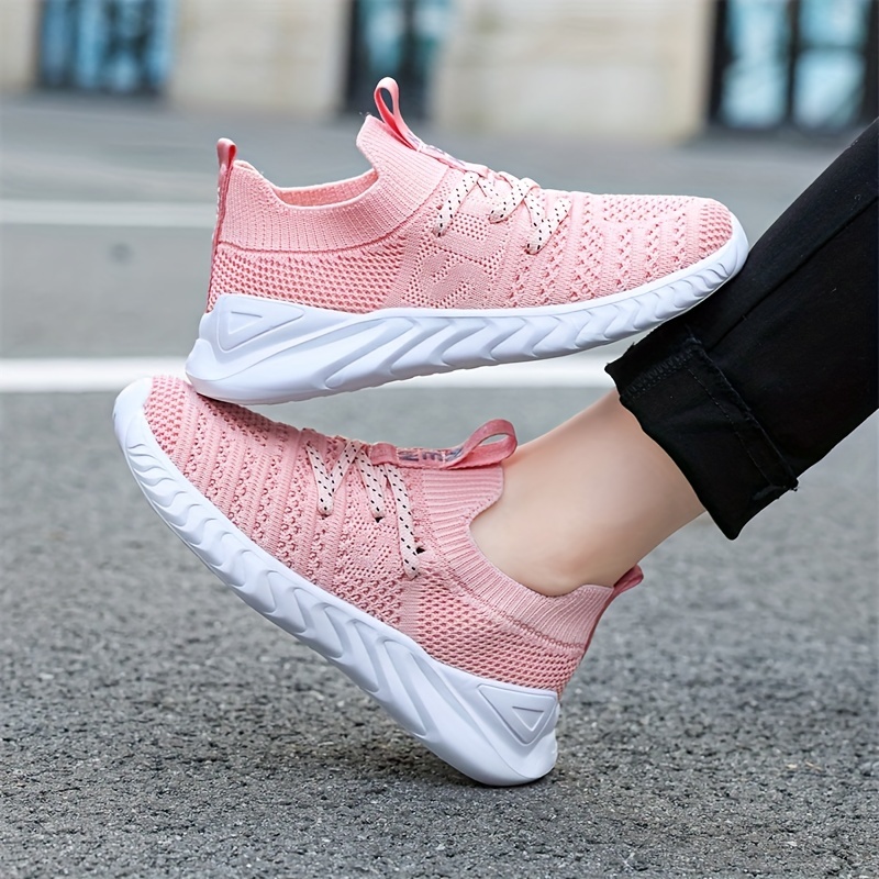 Casual Breathable Woven Sneakers For Girls Kids Teenager Lightweight Anti Slip Low Top Lace Up Running Shoes For Indoor Outdoor Spring And Autumn