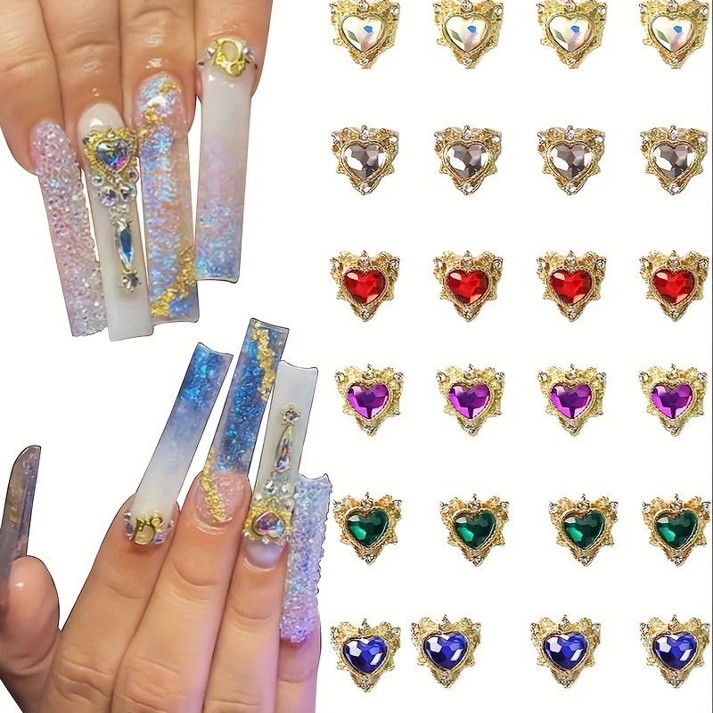 Love Heart Shaped Crystal Nail Art 3D Rhinestones Sticker Manicure Decor  Tool