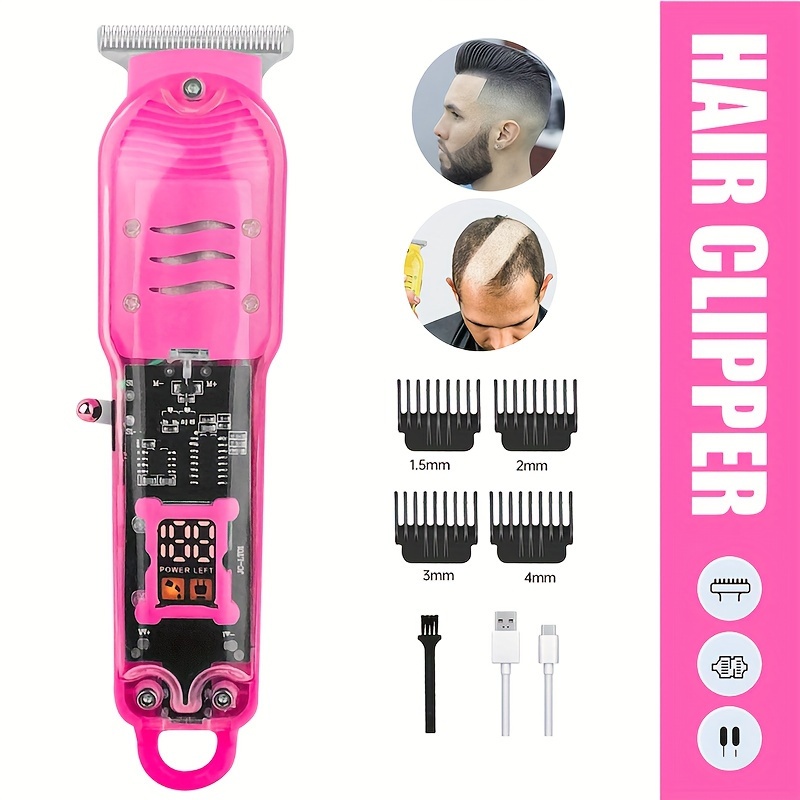 Transparent Electric Hair Clipper With Lcd Digital Display - Temu