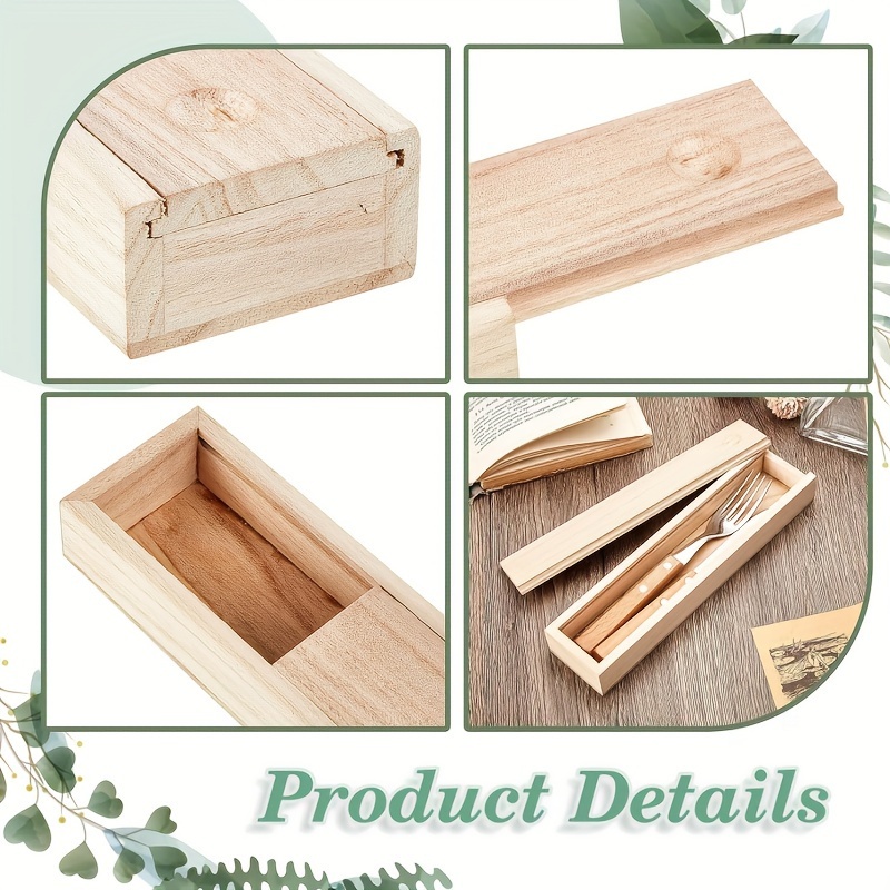 Wood Storage Box With Slide Lid Blank Natural Wood Box Case - Temu