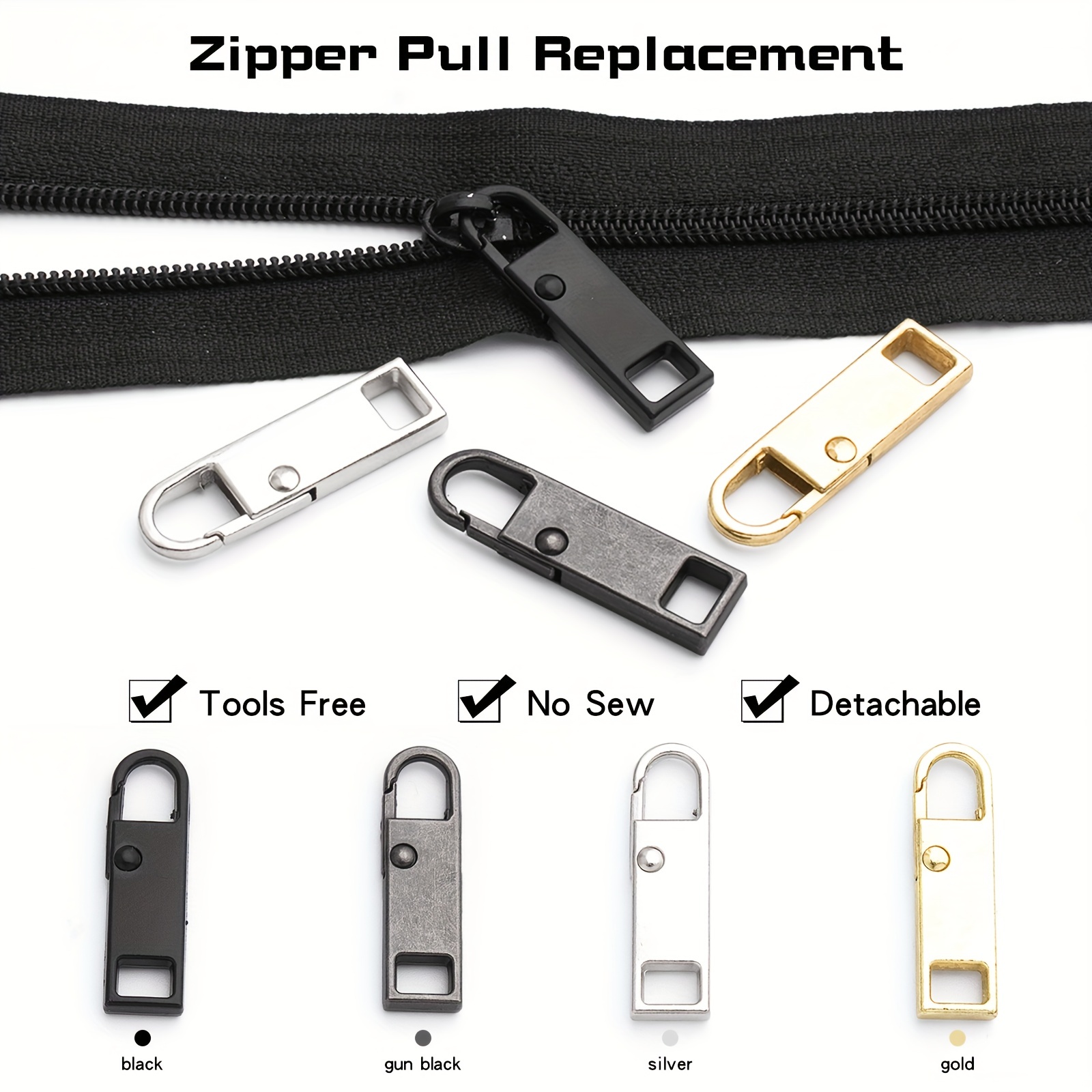 57pcs/Set Zipper Pull, Replacement Zipper Slider, Zipper Repair