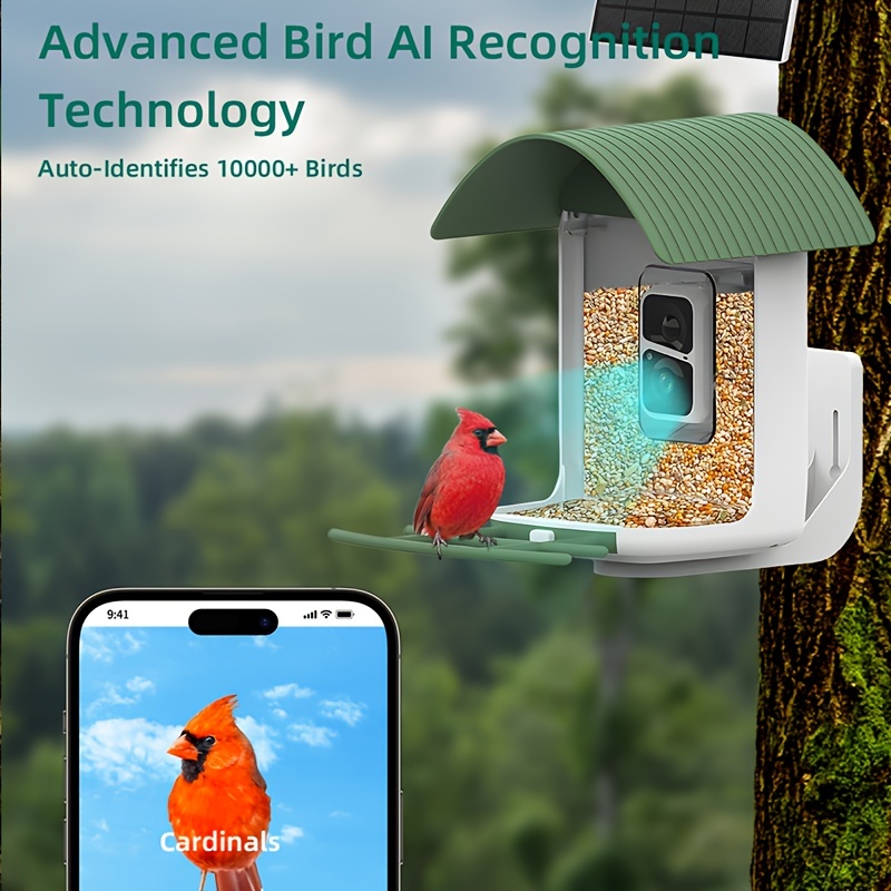 Mangeoire à oiseaux intelligente HD transparente avec caméra