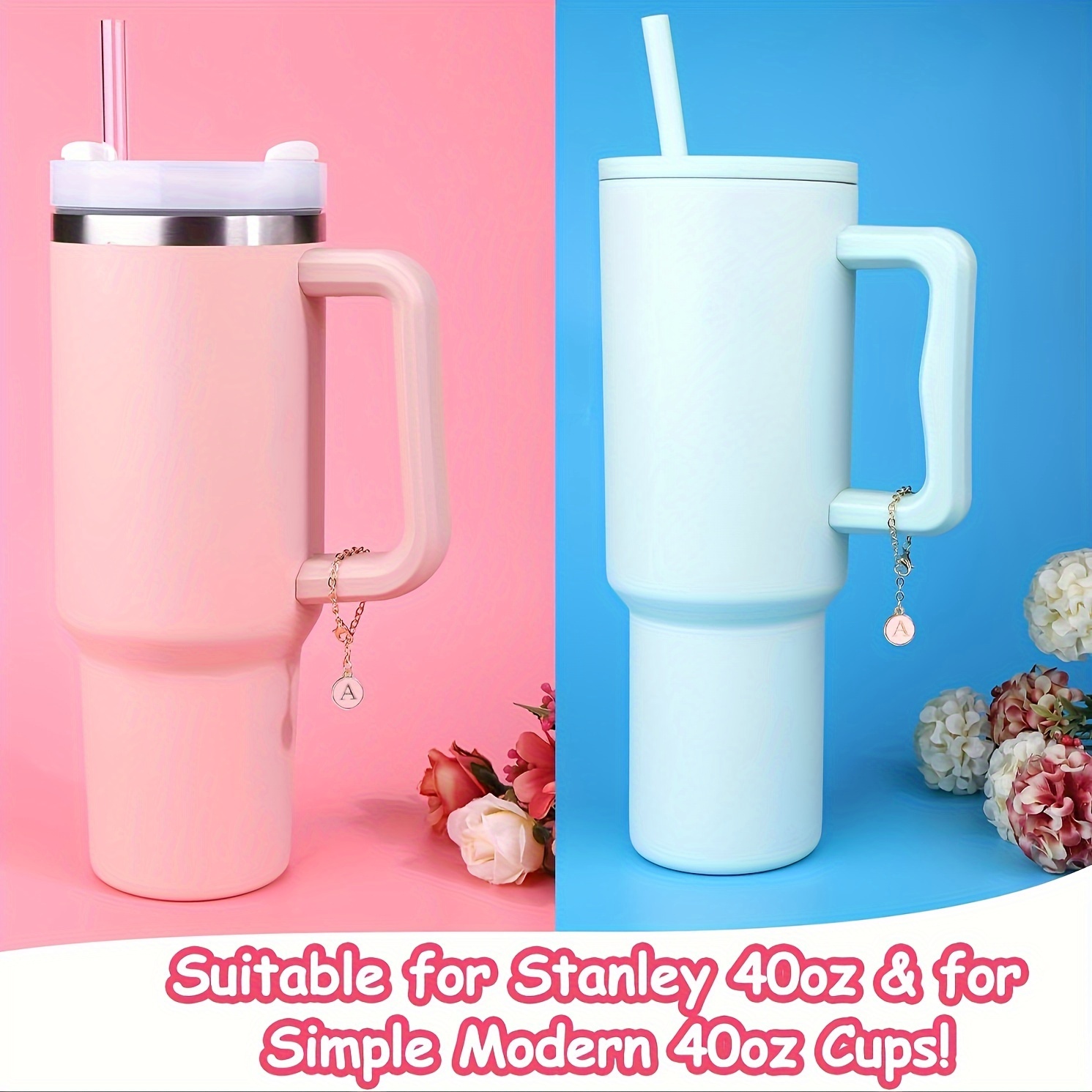 2pcs/set Silicone Straw Tip Covers With Letter Charm, For Stanley Cup  Tumbler (1pc Straw + 1pc Letter Charm), Shop Now For Limited-time Deals