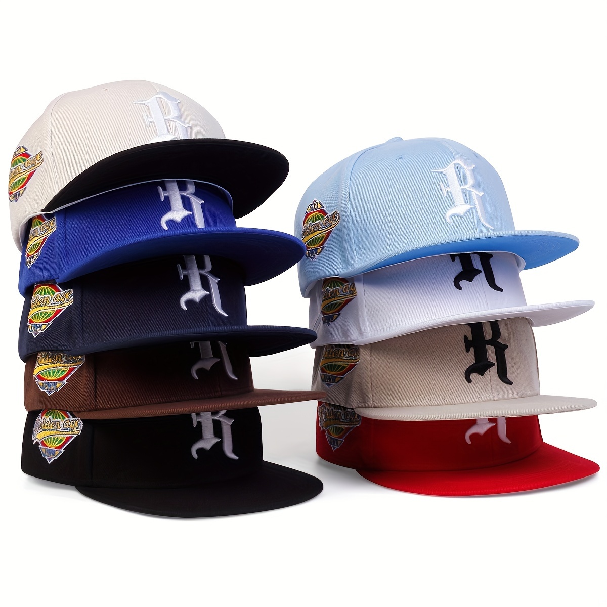 1pc Men's Outdoor R Letter Baseball Sports Hip Hop Hat, Casual Sun Hat, Fishing Hat,Temu
