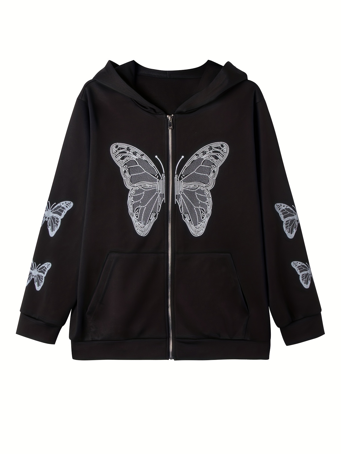 Plus Size Y2k T shirt Women's Plus Rhinestone Butterfly - Temu