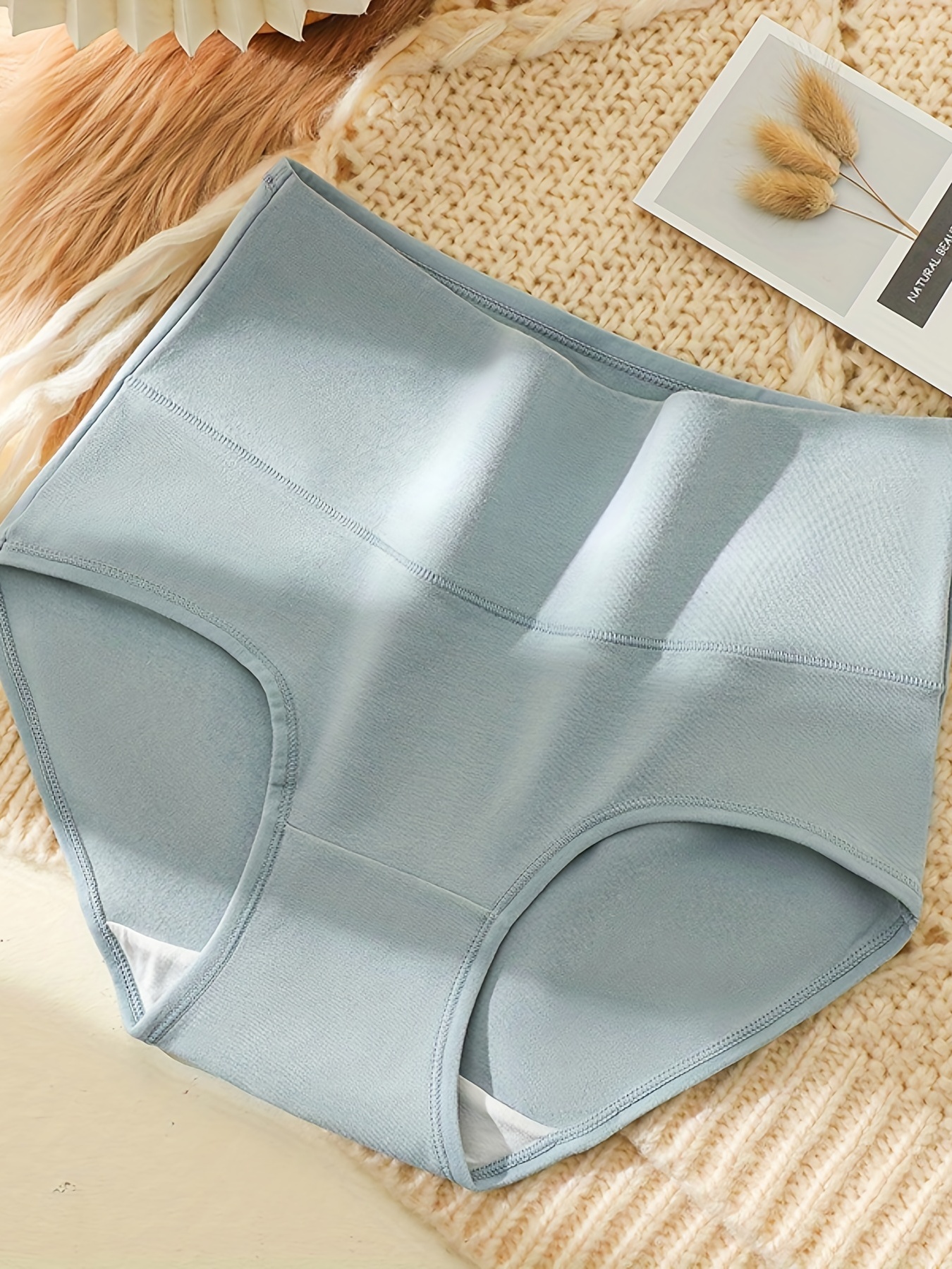 Simple Solid Briefs Comfy High Waist Everyday Intimates - Temu Canada