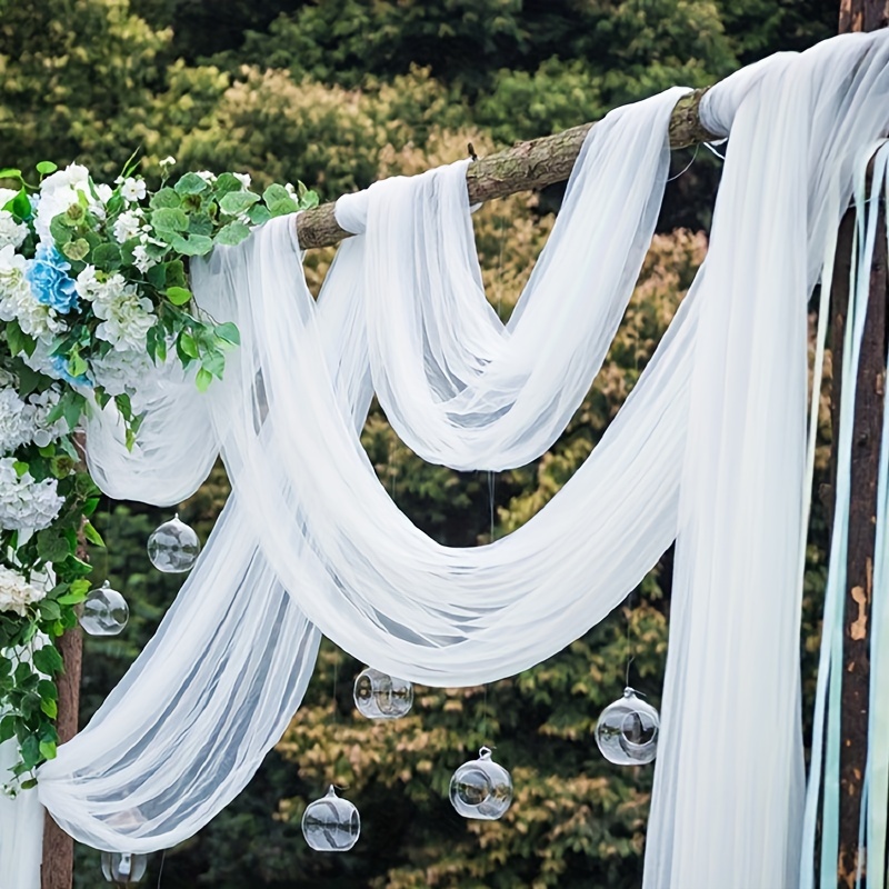 

1pc, 48cm Width 10 Metre Length Wedding Arch Drape Fabric - Organza Sheer Fabric For Birthday Party Backdrop, Wedding Chair Decor, And Yarn
