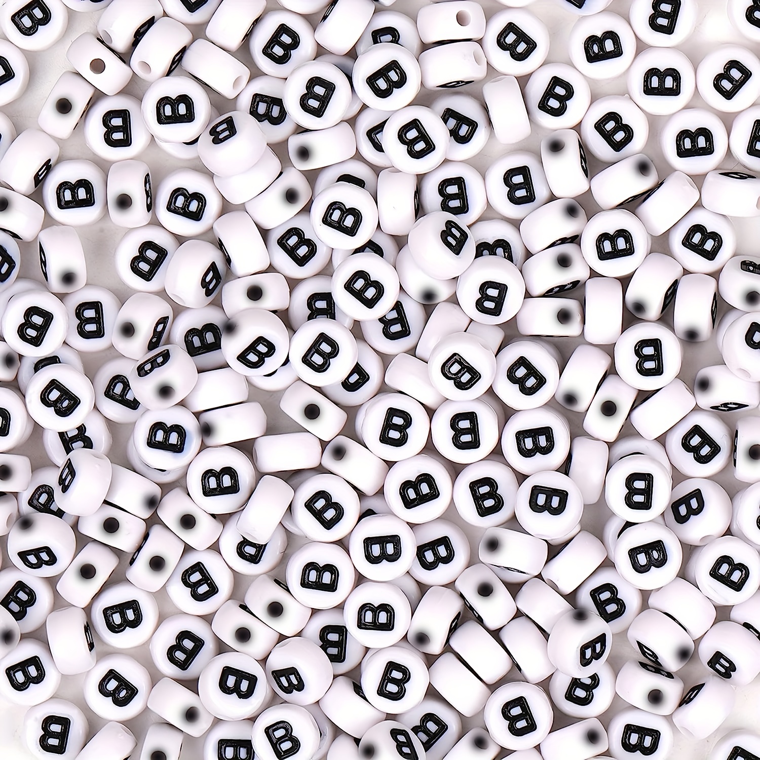 500Pcs Acrylic Vowel Letter Beads White White Alphabet Beads