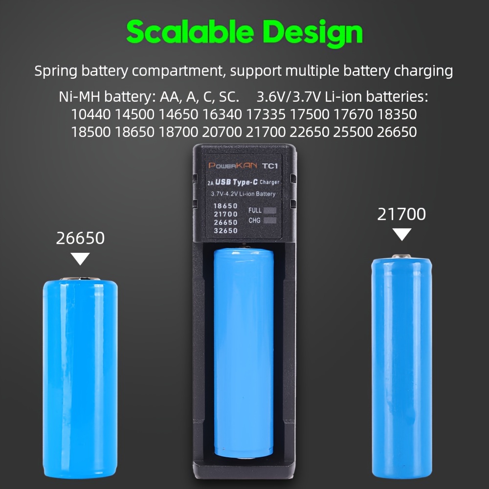 Chargeur de batterie intelligent universel à 4 baies pour batteries  rechargeables Li-ion 18650 18500 18350 17670 17500 16340 (pas de batterie)  : : Électronique