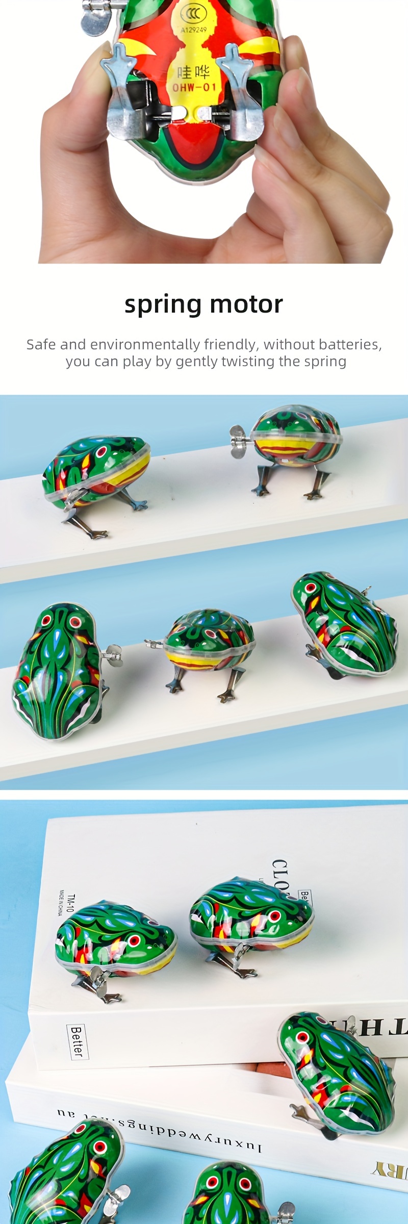 Dropship Wind Up Frog Toy; Jumping Frog Retro Toy; Green Metal Jumping Frog;  Interesting Toys For Kids Gift to Sell Online at a Lower Price